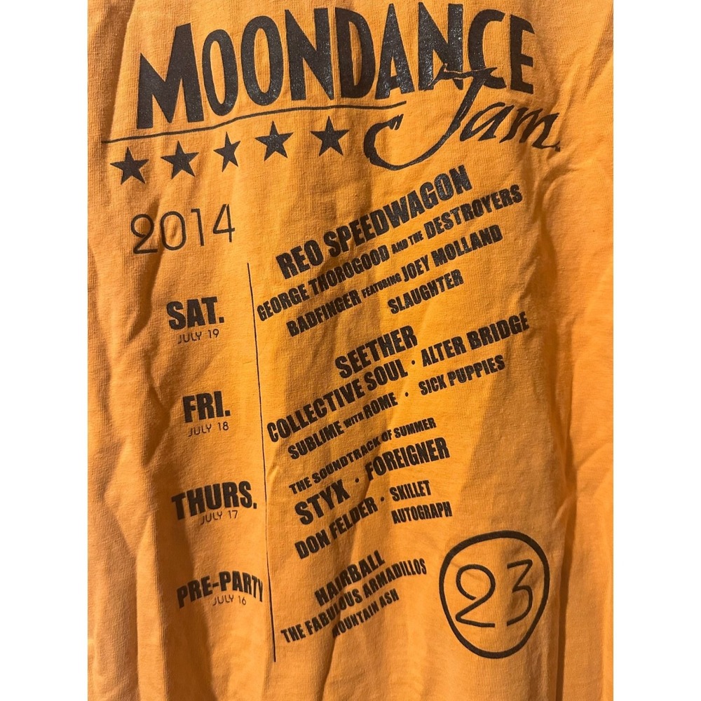 Moondance Jam 2014 Festival Shirt REO Speedwagon Styx Seether Orange Medium